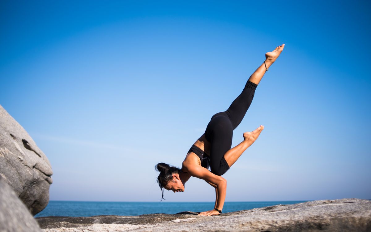 Yoga practice in a quiet indoor space